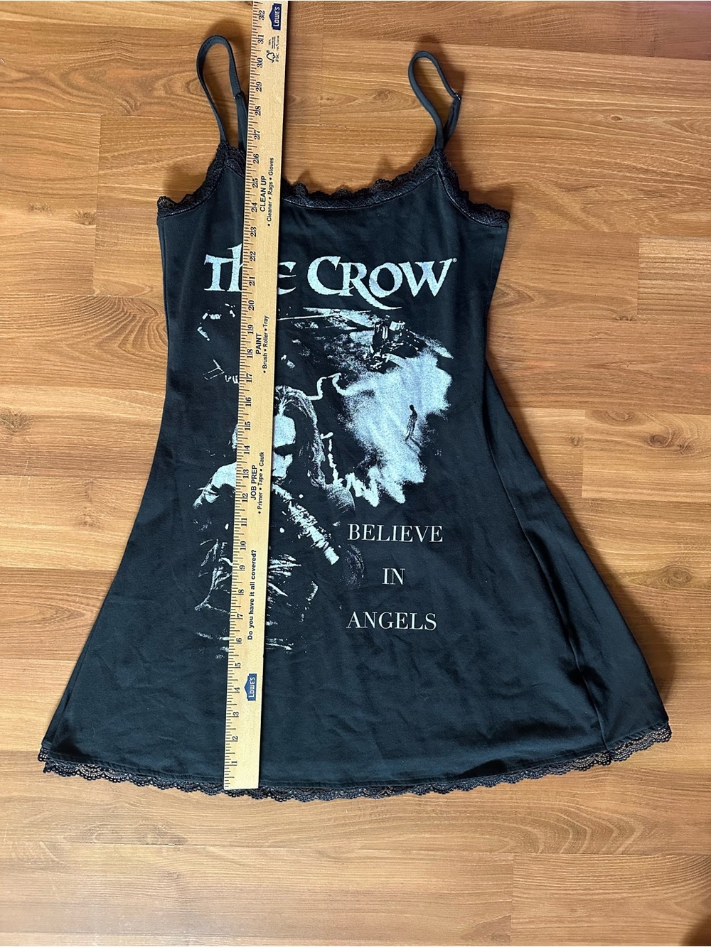 The Crow Lace Cami Black Graphic Slip Tank Top Dress - Picture 3 of 8